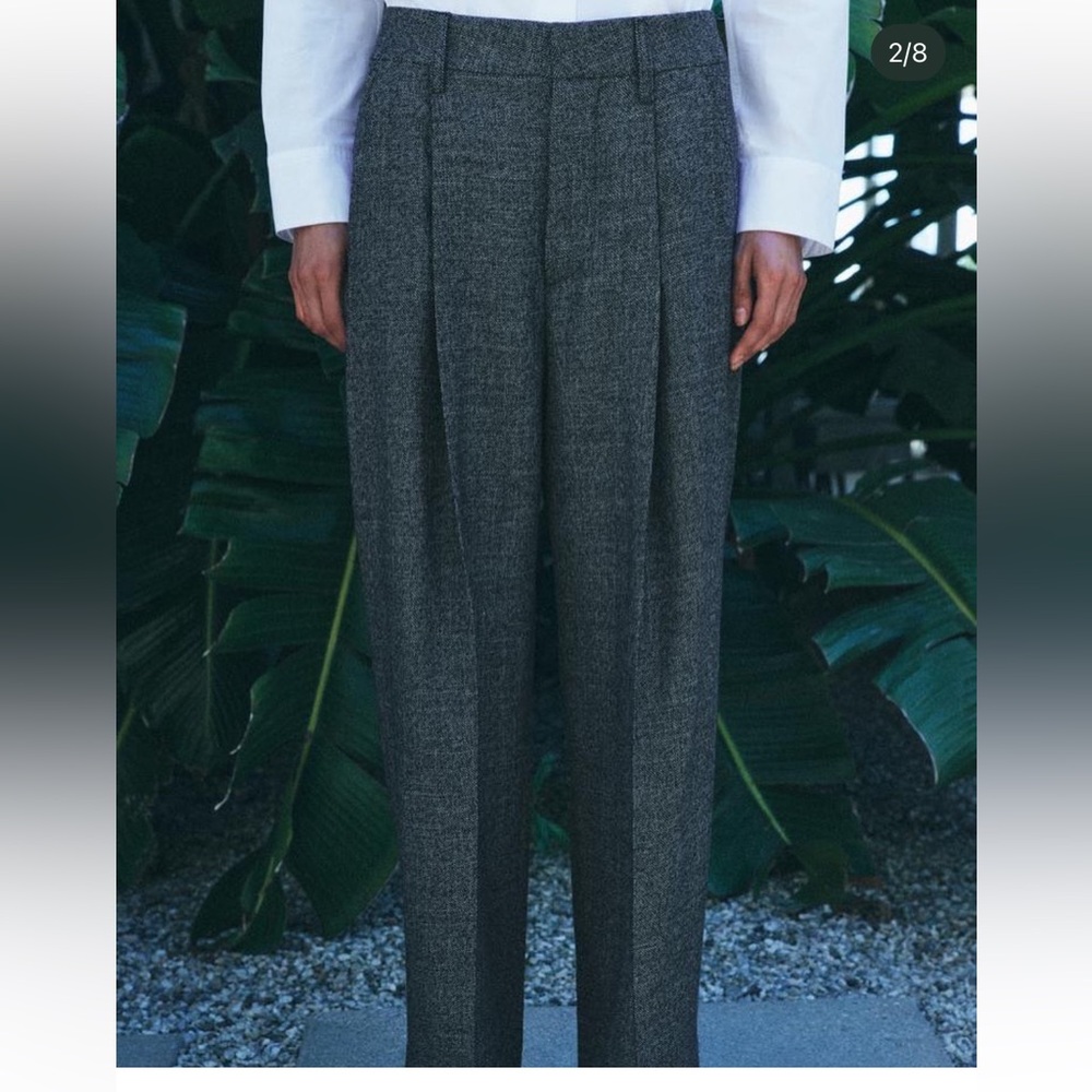 Zara brand new minimalist limited edition 100 percent wool Gray Women's Trousers - Picture 2 of 8
